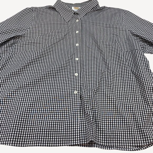 Talbots Womens Gingham Stretch Button Up Shirt Long Sleeve Black Size 3XL 24W - Picture 6 of 11